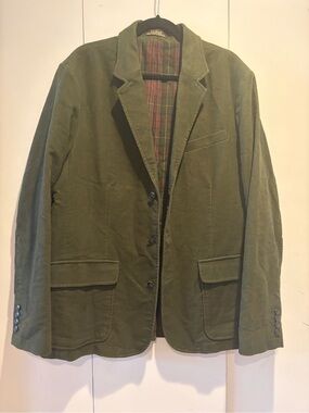 LL Bean Men’s Olive Green 100% Cotton Felt Sport Coat 46R